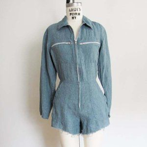 Jen's Pirate Booty Palmetto Romper XS Blue Bohemian Summer Cut Off Shorts